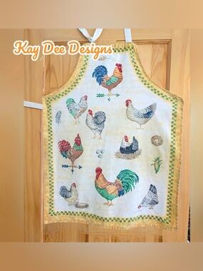 RARE Kay Dee Designs Barnyard Rooster Chicken Hen Apron USA Collectible
